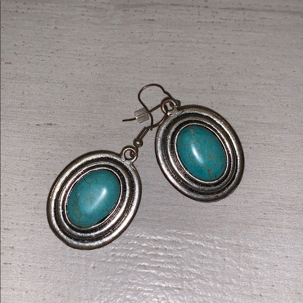 Costume Faux turquoise dangle earrings